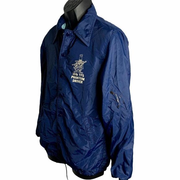 Vintage Nylon Track Jacket S Blue TFS - Picture 3 of 7
